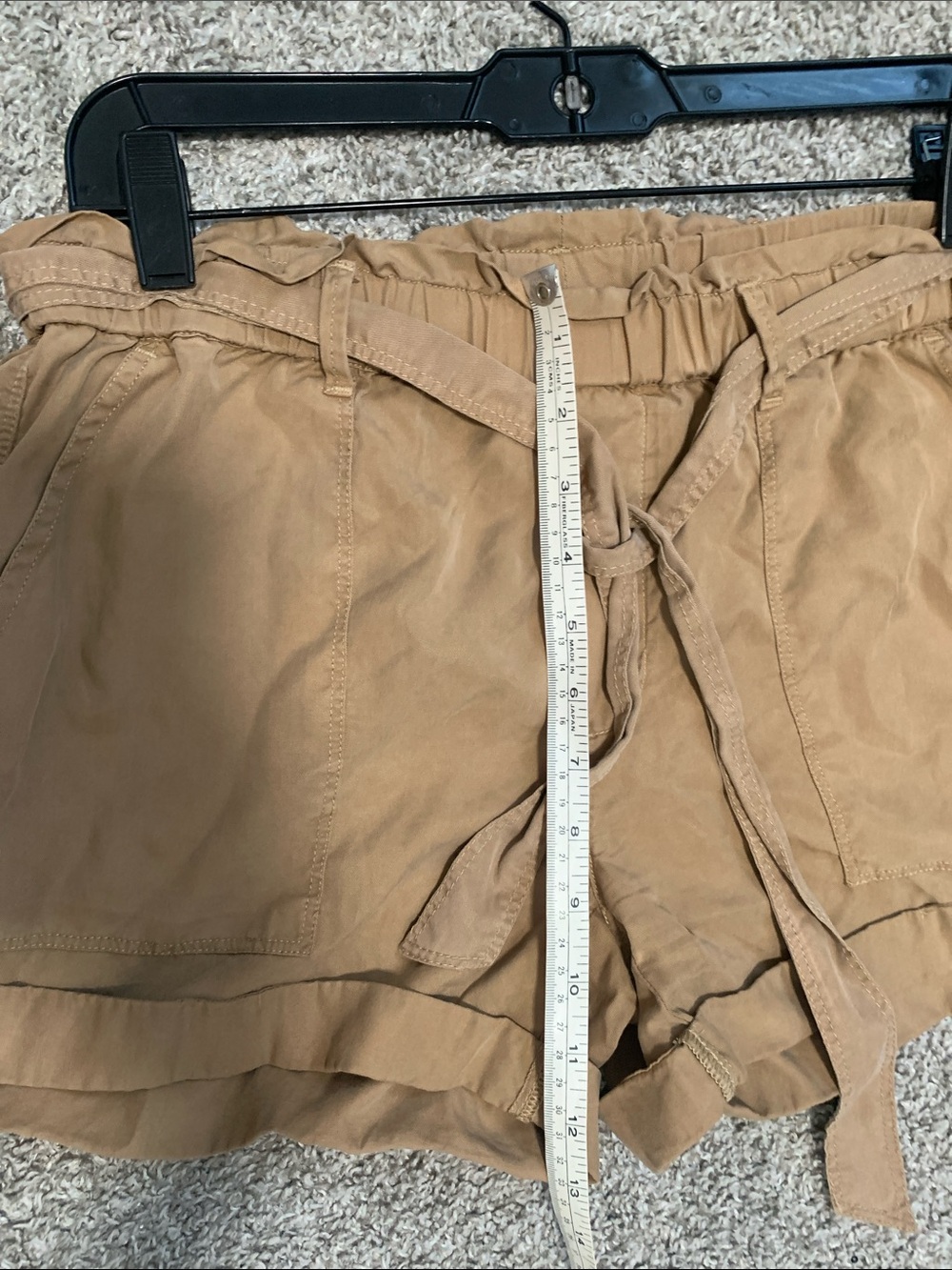 Aerie Tan Tie-Waist Lyocell High Waisted Cuffed Relaxed Shorts - Picture 8 of 10